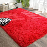 Red Fluffy Area Rug